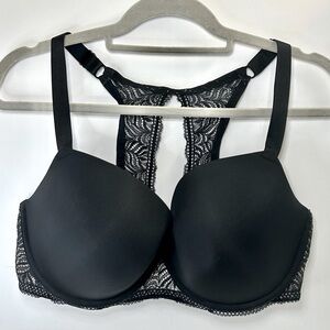 Paramour Black Lace Racerback Adjustable Strap Lightly Lined Bra 38DDD